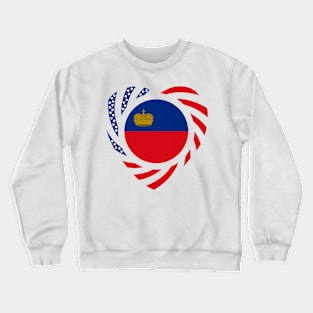 Liechtensteinian American Multinational Patriot Flag Series (Heart) Crewneck Sweatshirt